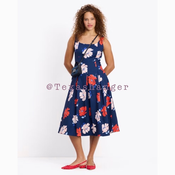 NWT Kate Spade Dotty Floral Faille Dress Size 6 French Navy - Picture 1 of 14